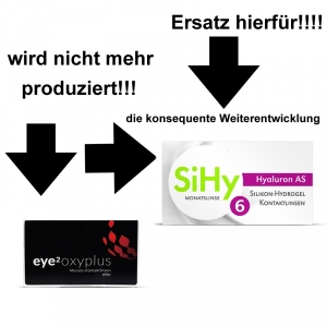 Aus eye2 Oxyplus Monats Kontaktlinsen Elite werden SiHy Hyaluron AS 6er Pack